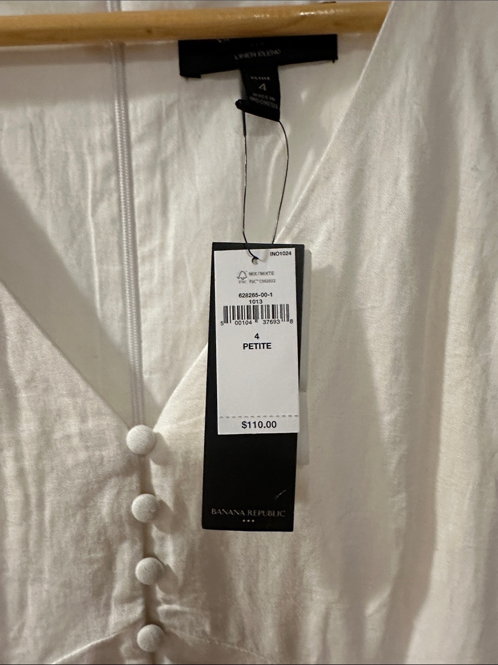 Banana Republic Factory Cream V-Neck Button-Front Midi Dress - Picture 2 of 6